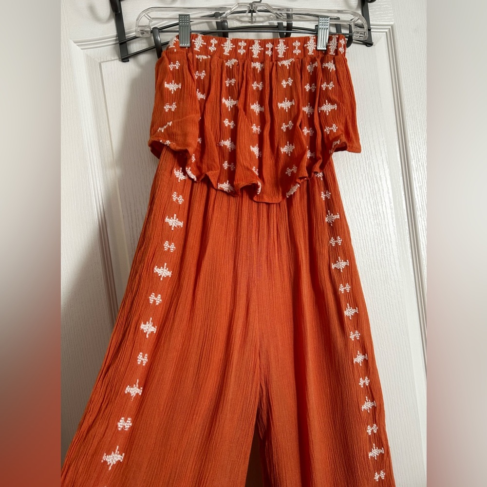 Sincerely Jules Jumpsuit women’s XS orange white NWT - Picture 7 of 14